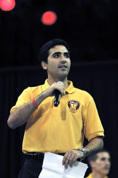 USG President, Mark Naufel, speaks to a room of incoming freshman students at the 2012 Fall Welcome Ceremony on Aug. 21. Naufel stressed the importance of getting involved and having school pride. (Photo by Sam Rosenbaum)
