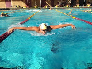 Patrick Park performs the butterfly stroke during practice on Thursday, Nov. 10, 2016.