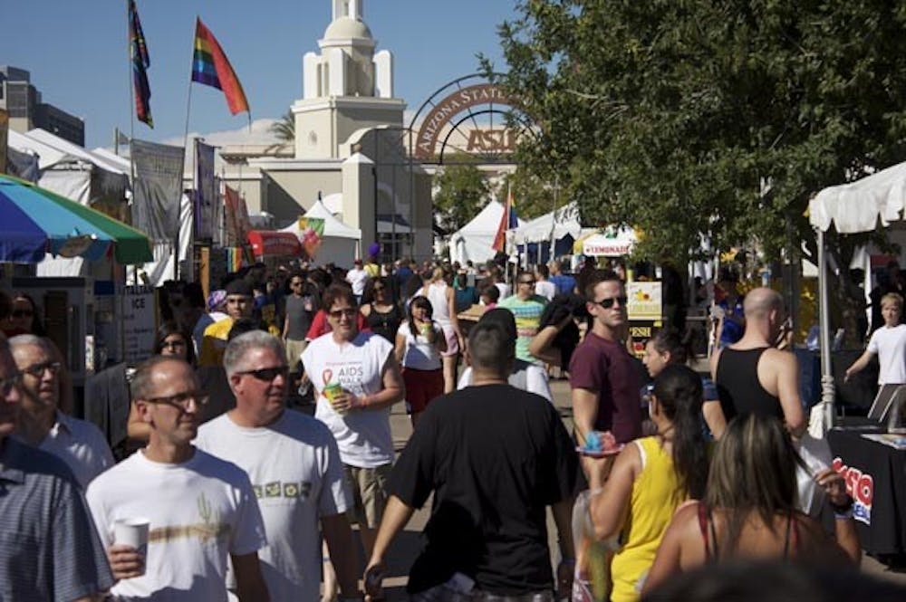 CELEBRATE DIVERSITY: Thousands of people turned out for the 8th annual Rainbows Festival in downtown Phoenix Saturday and Sunday. The Rainbows Festival and Street Fair is Arizona's largest celebration of the diversity of the LGBTQ community. (Photo by Scott Stuk)