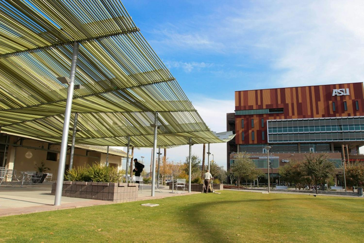 A view of ASU's Downtown Campus, a rapidly growing satellite of ASU Tempe. Even though tuition at ASU has gone up, the increases are comparable across the geographic region, and the University has balanced the effect by continuing to allow ASU to grow. (Photo by Dominic Valente.)