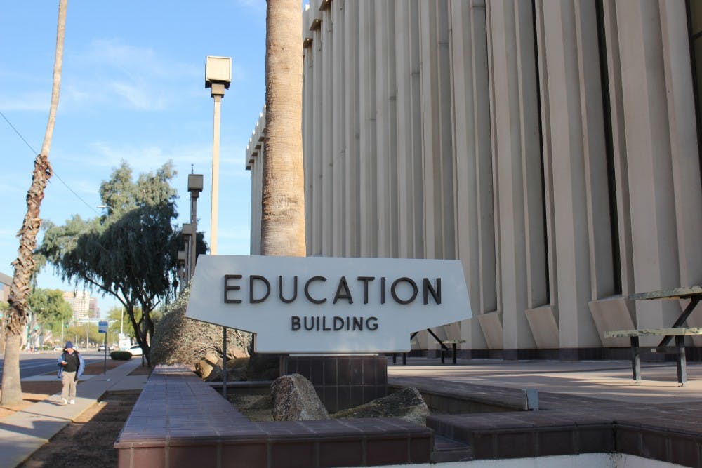 A person walks past the Department of Education building in downtown Phoenix, Arizona&nbsp;on Feb. 21, 2017.