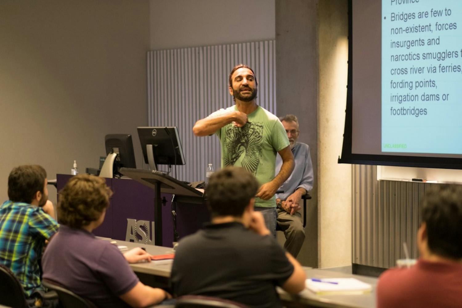 Fahim Fazli speaks to students at ASU on Feb. 9, 2015. (Andrew Ybanez/The State Press)