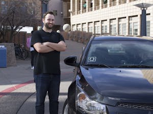 Uber driver and ASU student Kristofer Lenk on Tempe campus. Tuesday Feb. 7, 2017