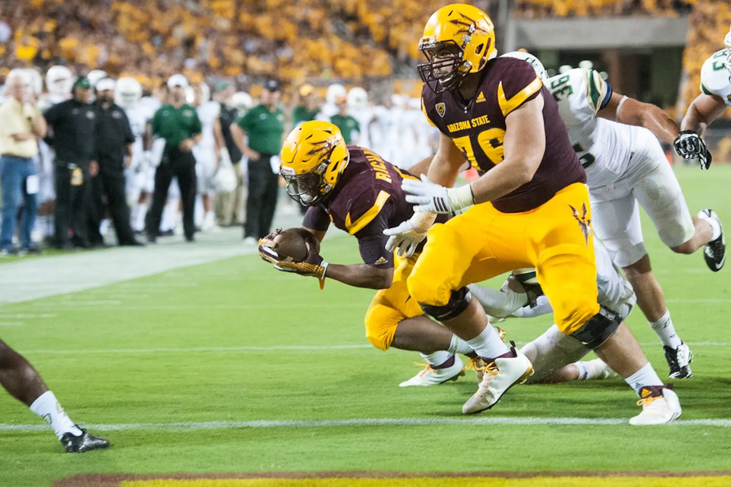 Sophomore running back Demario Richard scores a touchdown against Cal Poly on Saturday, Sept. 12, 2015, at Sun Devil Stadium in Tempe.