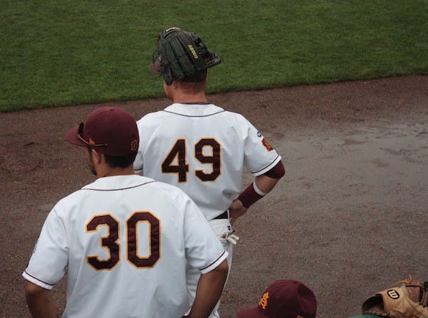 Riccio Torrez and Kole Calhoun are ready to step on the field in Rosenblatt Stadium.