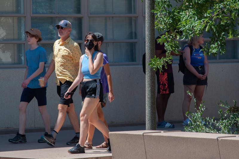 Students walking in front of Sun Devil Hall on Wenedsday, Aug. 11, in Tempe.