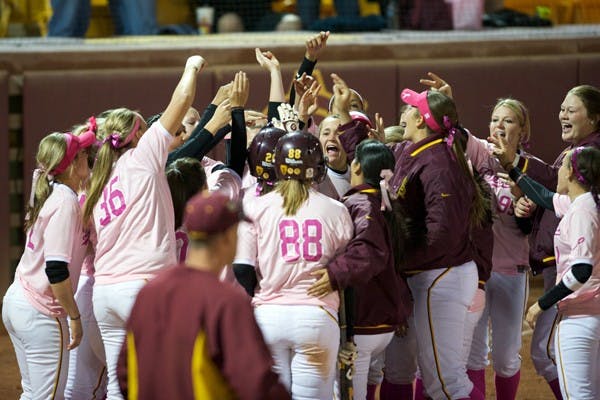 Dangerous Squad: Then-sophomore shortstop Katelyn Boyd makes a throw to first during a game last season. This year the All-American junior leads a deep and skilled Sun Devil squad. (Photo by Scott Stuk)