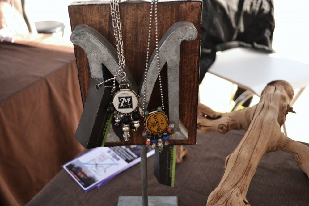 Photo by Faith Breisblatt; Beautiful piece by Modern Muse 61, using all sorts of interesting materials, such as bottle caps and beads.