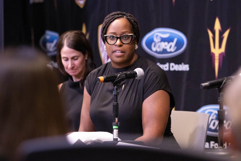 The ASU womens basketball head coach Natasha Adair answered questions from the media on Monday, March 28. 2022.