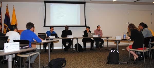 Tempe City Councilman Kolby Granville addressed the Tempe Undergraduate Student Government at its biweekly meeting on Tuesday. (Photo by Tess Homan)