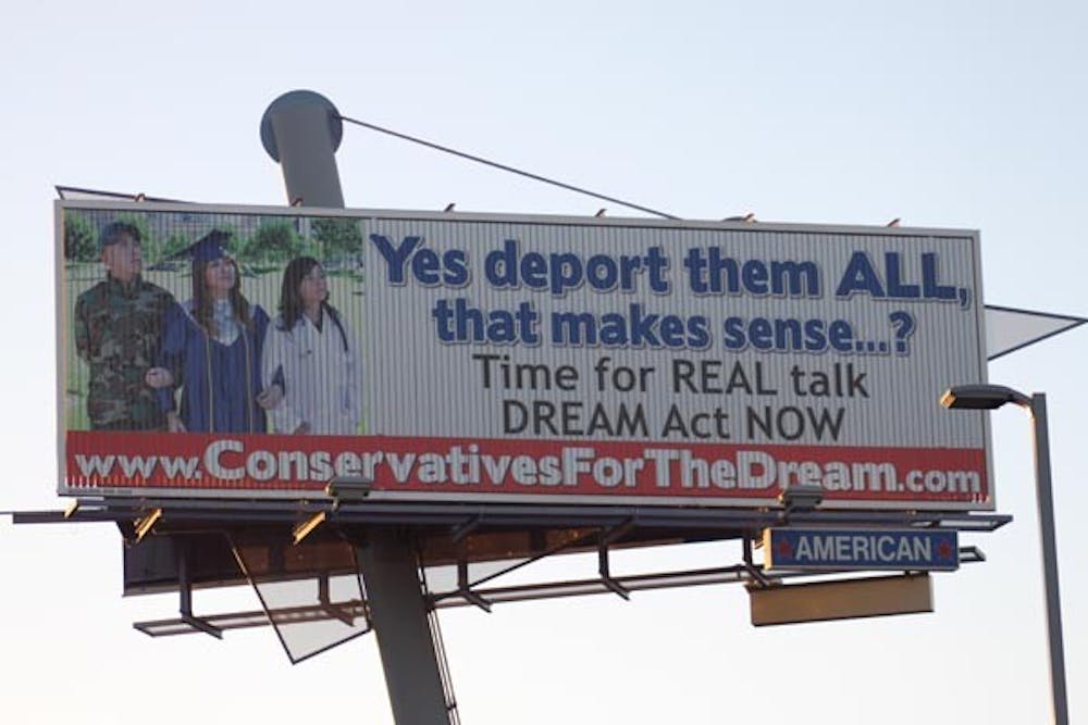 REAL TALK: The Arizona Dream Act Coalition announced on Monday their new billboard near Tempe Market Place. (Photo by Rosie Gochnour)