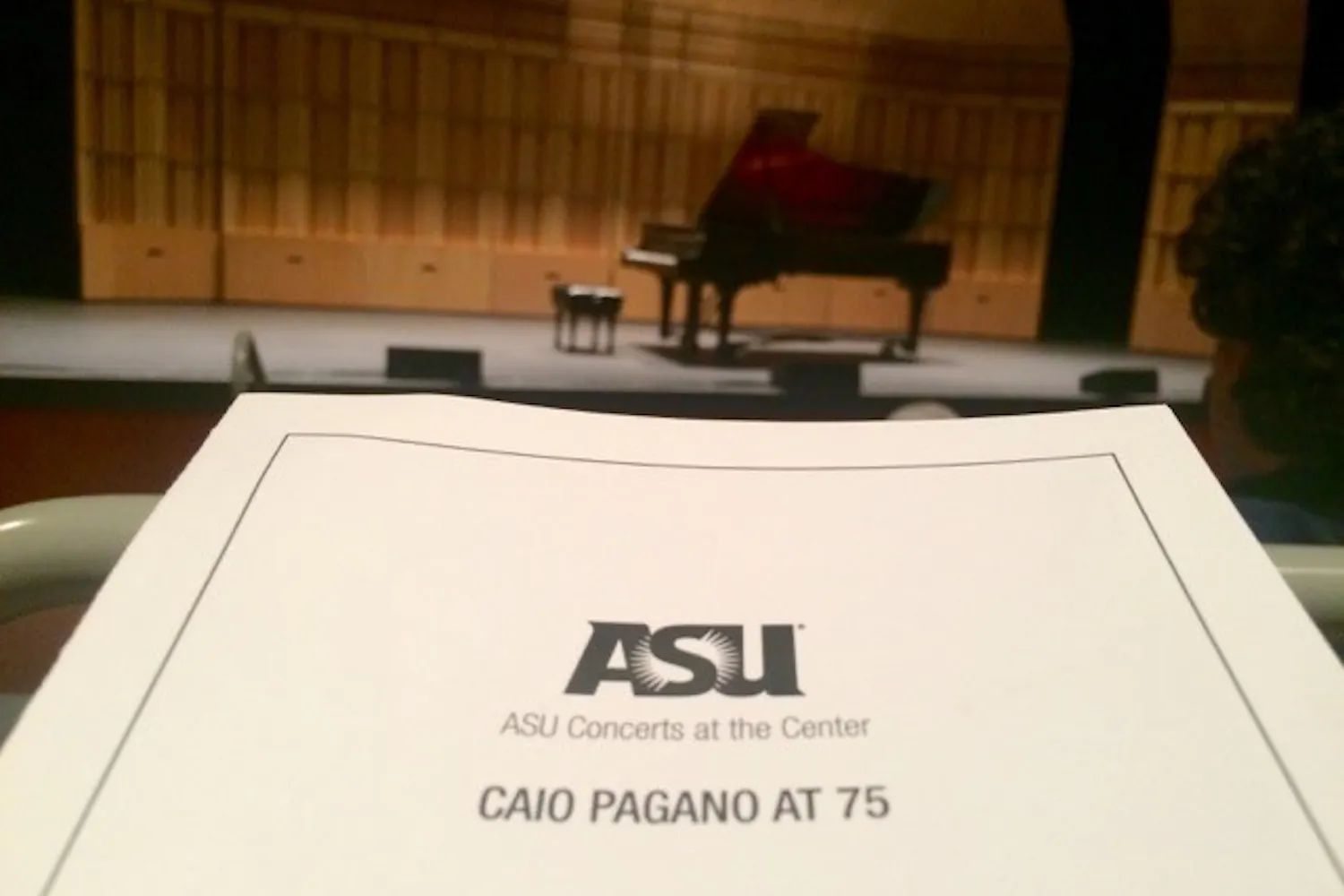 The program for Caio Pagano’s celebration of 75 years at the Scottsdale Center for the Performing Arts. (Photo by Ryan Santistevan/The State Press).