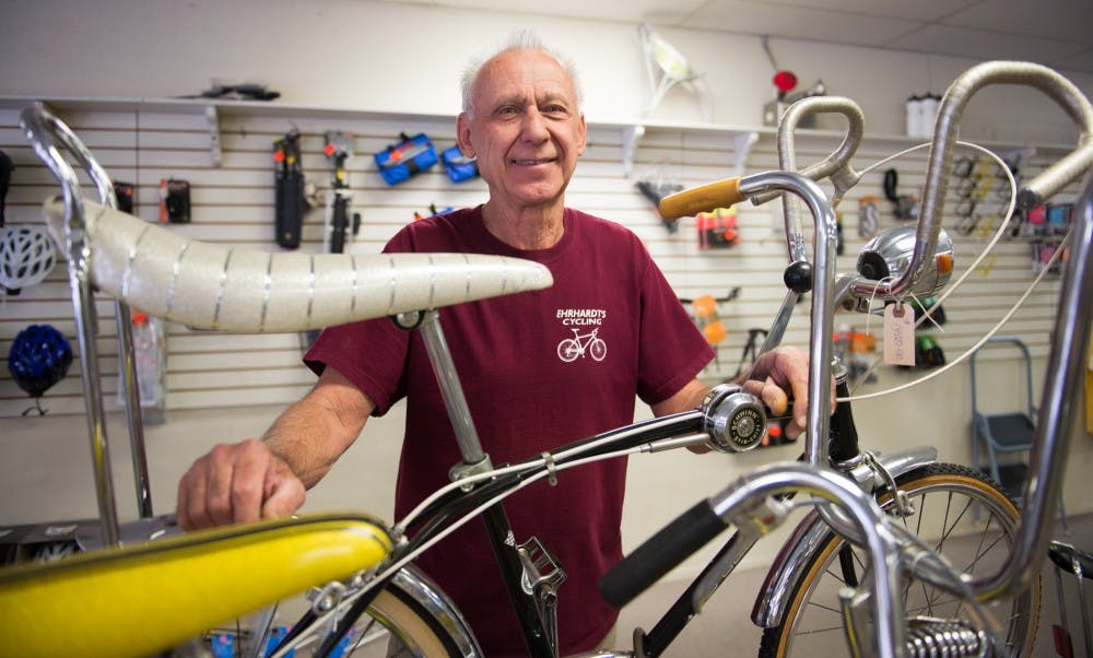 Larry Ehrhardt poses for a portrait on Friday, March 11, 2016, at Ehrhardt's Schwinn in Tempe. Ehrhardt is retiring and closing his bike shop after 59 years.