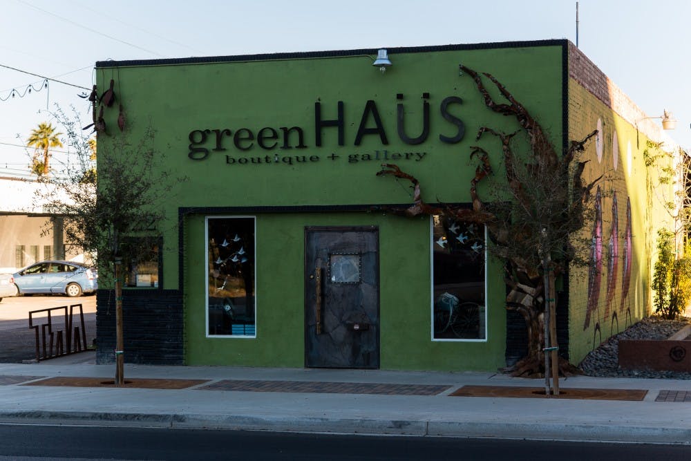 GreenHAUS Boutique + Gallery is part of a row of art and photography galleries on Roosevelt Street in downtown Phoenix. The gallery is set to be demolished to make way for a luxury apartment complex. (Daniel Kwon/ The State Press)