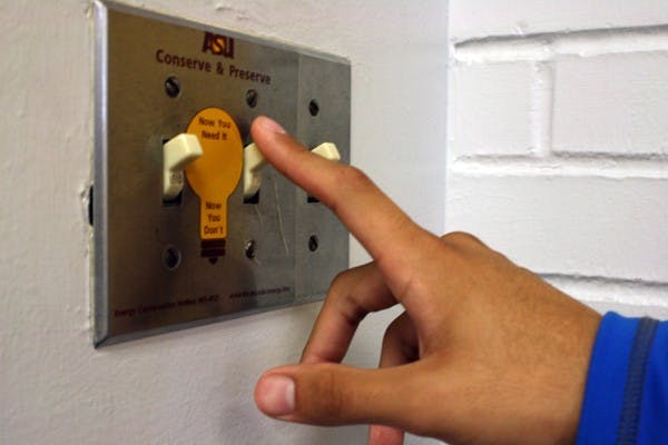 Students in ASU and UA residence halls are holding a competition from Feb. 6 to Feb. 26 to see which school can conserve the most energy. (Photo by Jessie Wardarski)