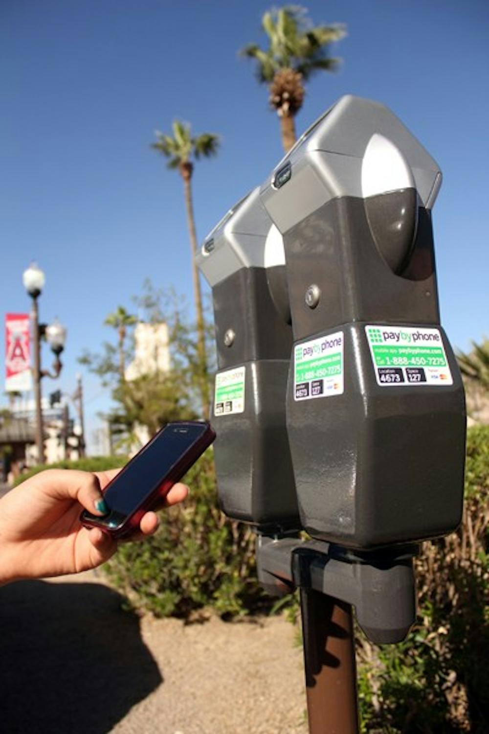 A new phone application will allow drivers to easily pay for parking at Mill Avenue District meters. (Photo by Jenn Allen)