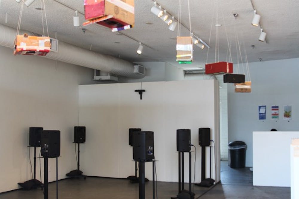 Una Casa de Sonidos is an interactive sound space that is appealing to all ages by Blake McConnell. The thesis exhibition show is open April 1-5 at ASU's Step Gallery located on 9th Street and Mill Avenue. (Photo by Ashley Kesweder)