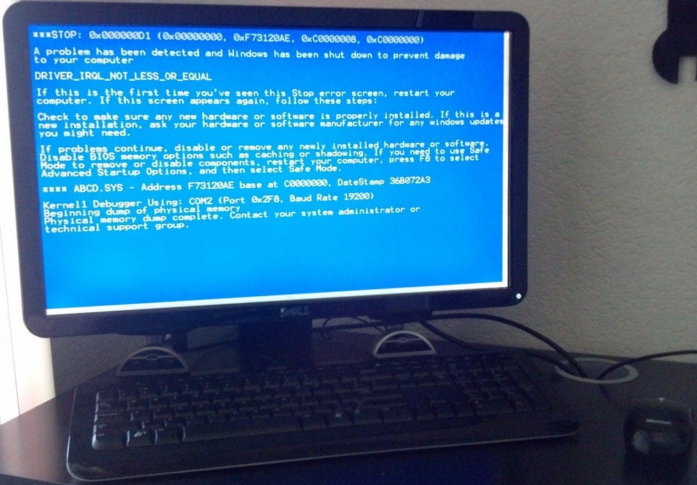 The "blue screen of death" plagues relatives of ASU students. Photo by Courtland Jeffrey.