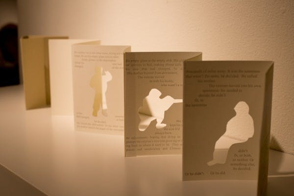 "The Veteran" produced by ASU student Dana Diehl for the Strat-O-Graphic show. (Photo by Carly Traxler)