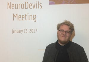President of NeuroDevils Adam Thompson poses for a photo at its first meeting on Jan. 23, 2017.