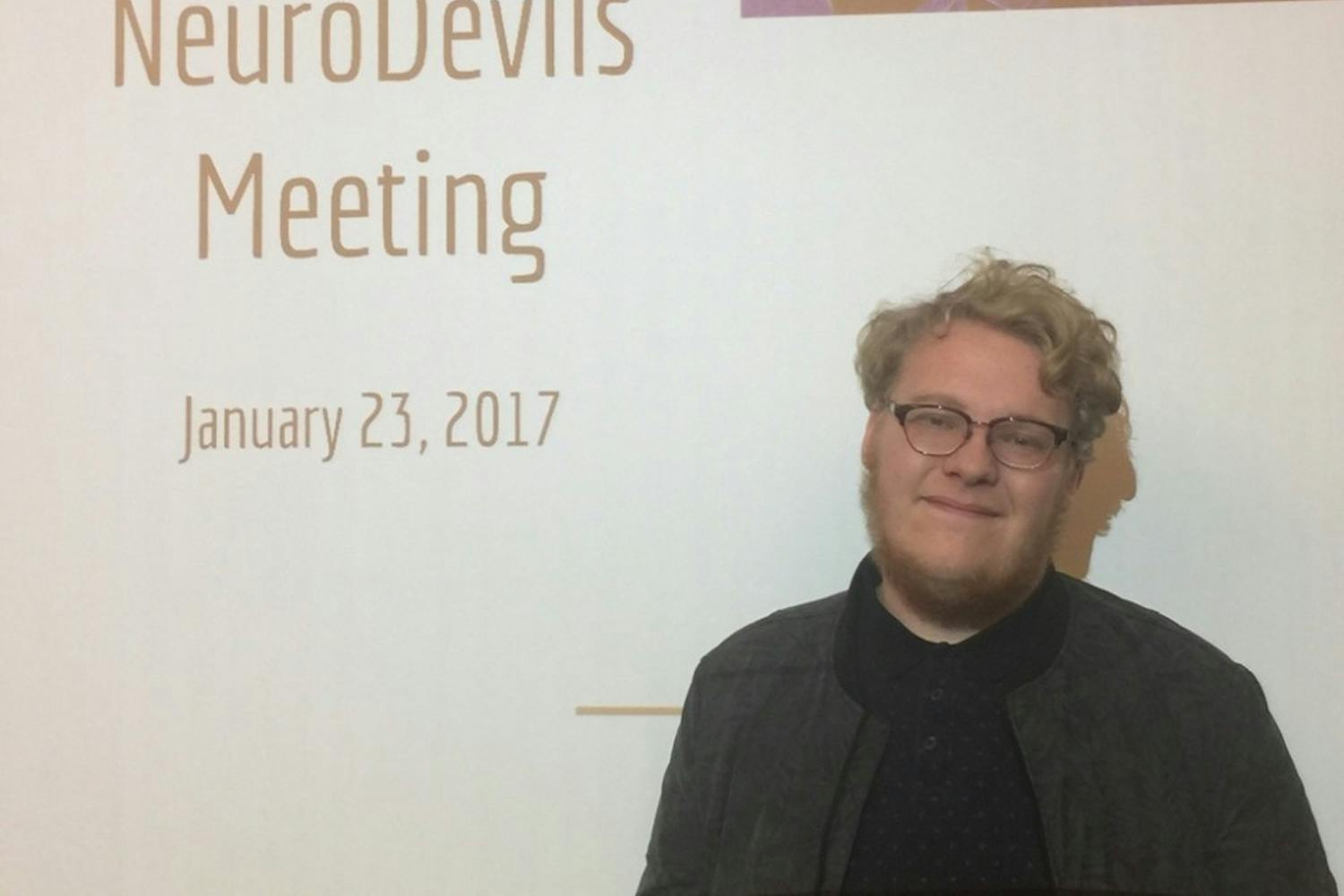 President of NeuroDevils&nbsp;Adam Thompson poses for a photo&nbsp;at its first meeting on Jan. 23, 2017.