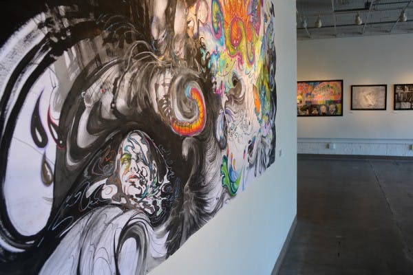 This large scale piece was made by all four artists and titled "Collaboration". (Photo by Aubrey Rumore)