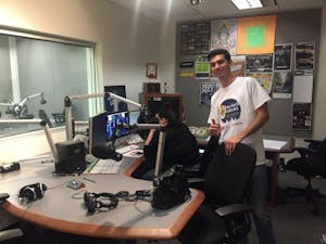 Music director Tyler Prime (right) and Andrea Brown in the Blaze Radio studio, March 23, 2017.