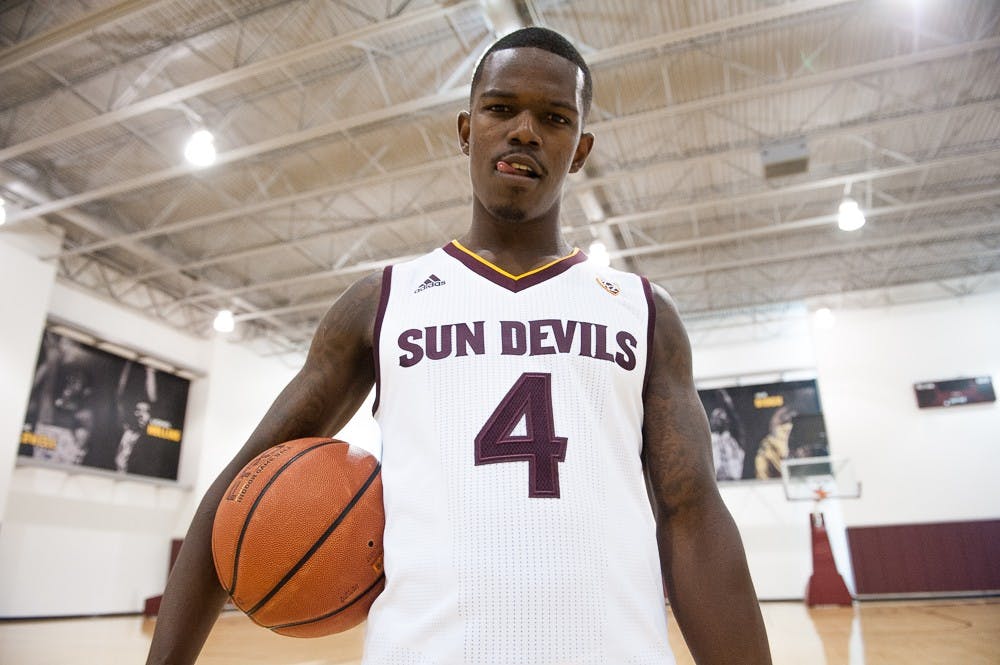 Senior guard Gerry Blakes poses for a portrait during the men's basketball team's media day on Tuesday, Sept. 29, 2015, at the Weatherup Center in Tempe.