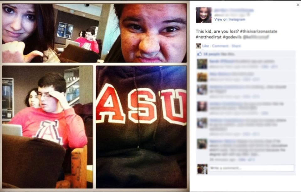 A friend who knew of my experiment found this on his Facebook and sent it to me. The people in the photo and the person who gave it to me wished to remain anonymous. It seems as if I certainly had an impact on people during the day. 