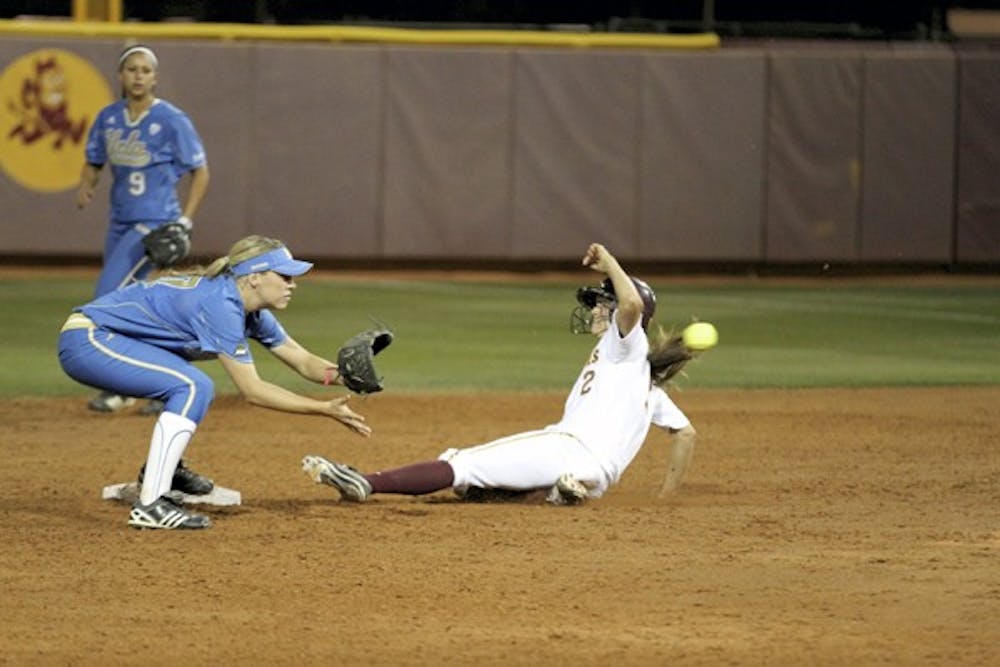 Bailey Wigness steals second base in a game against UCLA on March 5. Wigness’ speed and smart decisions have led to her becoming one of the most dangerous Sun Devils on the base paths. (Photo by Sam Rosenbaum)