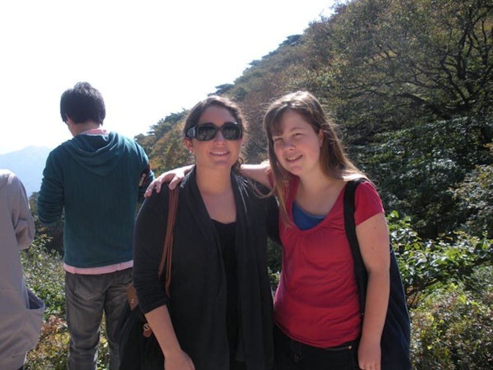 ASU Alumni and Fulbright scholars Ali Anderson and Sarah Slagle pose for a picture in Gyeongju, South Korea. (Photo courtesy of Sarah Slagle)