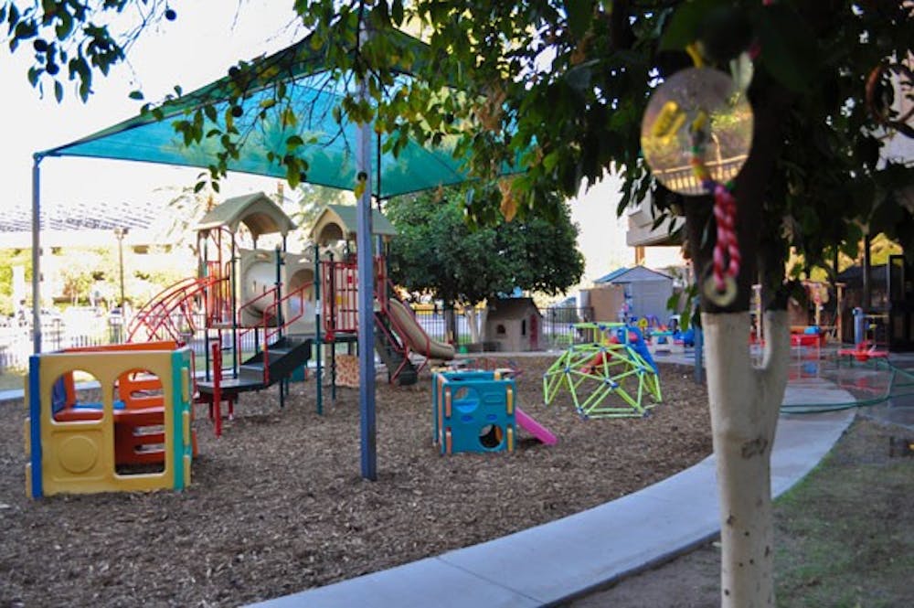 The Child Study Laboratory, which includes a playground and classrooms, at ASU prepares children for success by using previous research to work with children on social skills and self-regulation. An ASU law professor supports the idea of testing children for genes that may predispose them to criminal activity, but some at ASU's psychology department disagree. (Photo by Danielle Gregory)
