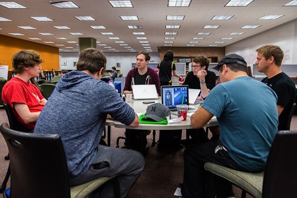Members of the ASU Modern and Contemporary Art Club meet in the Fletcher Library at the West Campus on Feb. 17, 2015. (Daniel Kwon/The State Press)