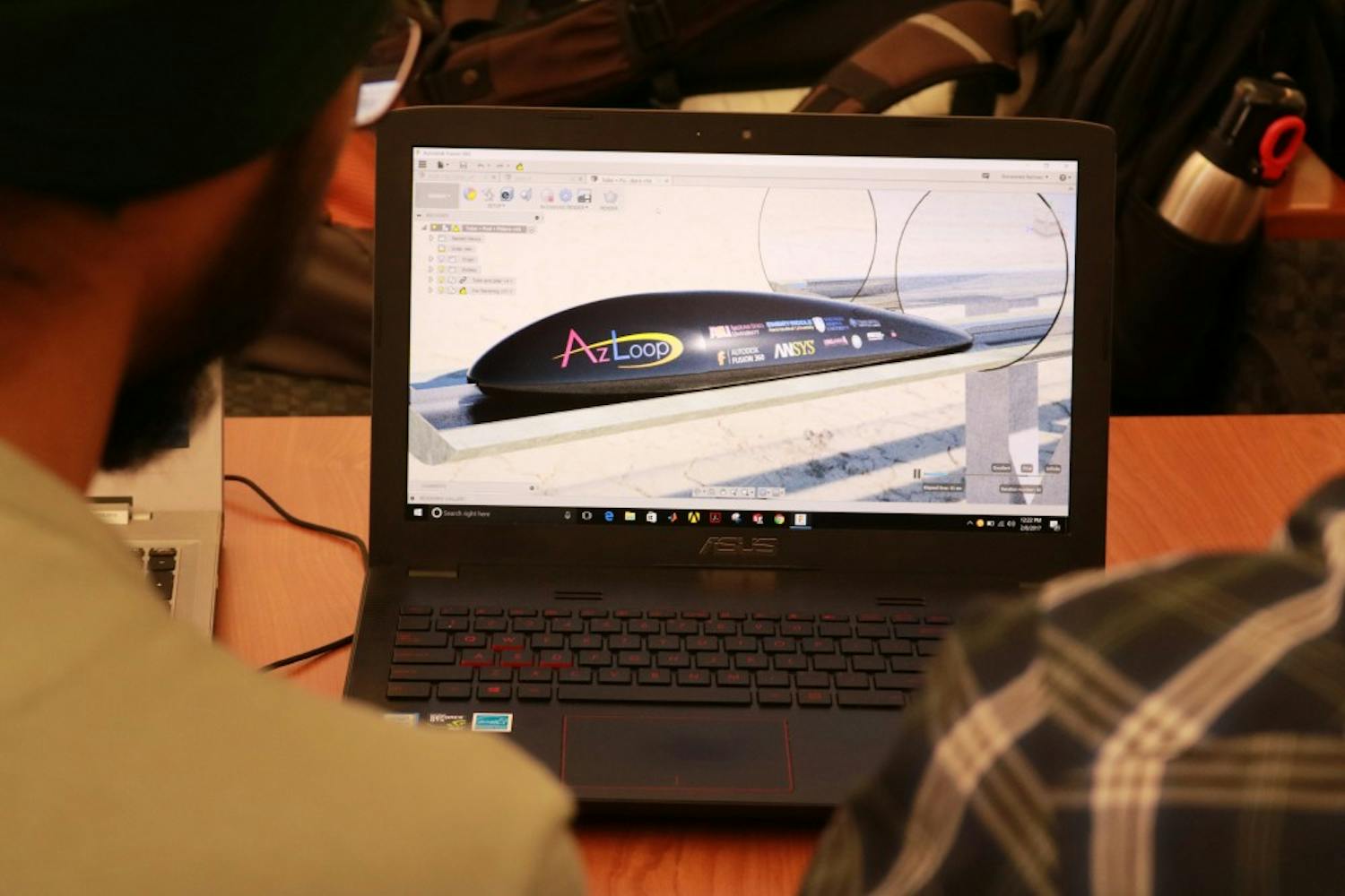 Students from the AZloop Hyperloop team work on the final pod design at the ASU Polytechnic campus on Friday, Feb.&nbsp;10, 2017.