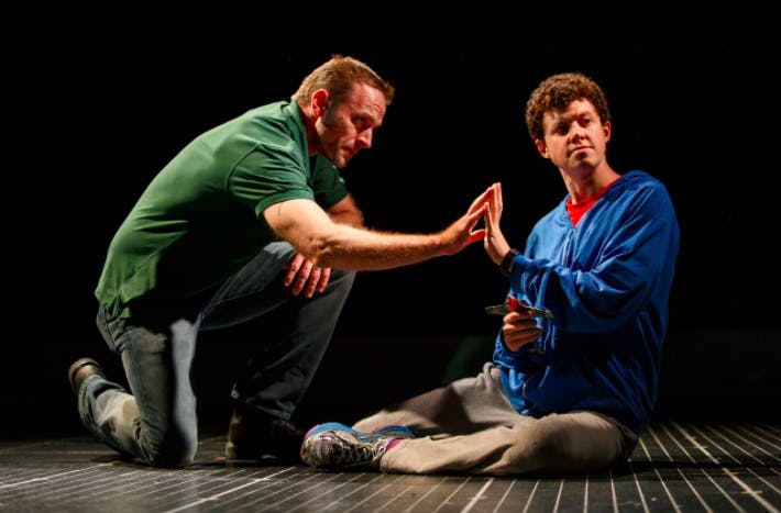 Gene Gillette, left, and Adam Langdon play Ed and Christopher Boone, respectively, in "The Curious Incident of the Dog in the Night-Time."&nbsp;The play is coming to ASU Gammage on Tuesday.&nbsp;