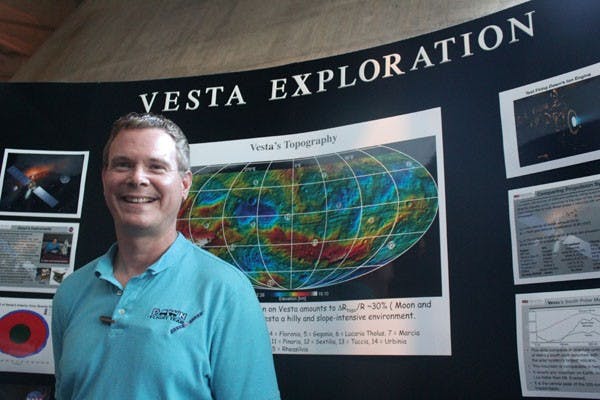 ASU Associate Research Professor David Williams presented his “Asteroids, Ion Propulsion, and NASA’s Dawn Mission to Vesta” at the Arizona Science Center Saturday and Sunday afternoon.  (Photo by Marissa Krings)