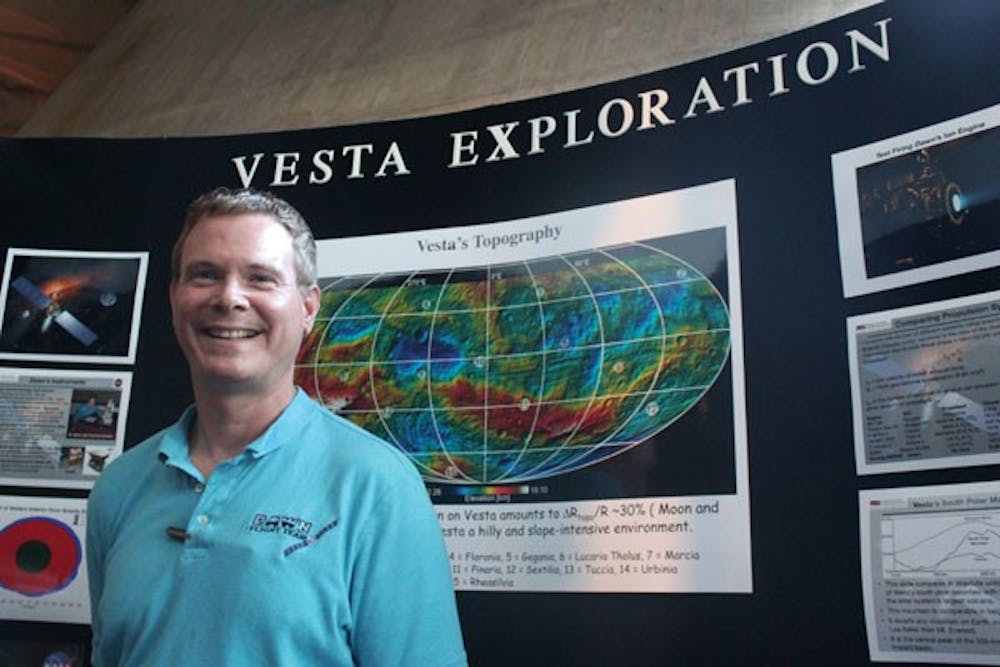 ASU Associate Research Professor David Williams presented his “Asteroids, Ion Propulsion, and NASA’s Dawn Mission to Vesta” at the Arizona Science Center Saturday and Sunday afternoon.  (Photo by Marissa Krings)