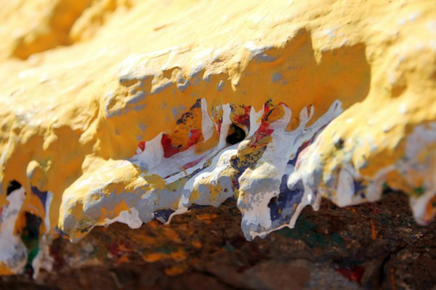 Layers of paint cover the letter on Tempe Butte, or “A” Mountain, which overlooks the Tempe campus. (Photo by Diana Lustig)