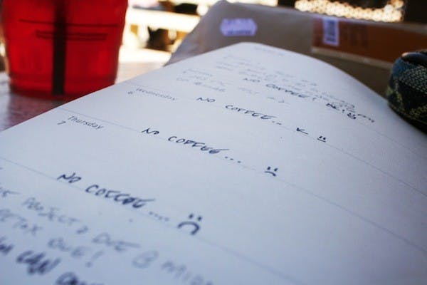  A calendar view of having no coffee.
Photo by Pauletta Tohonnie