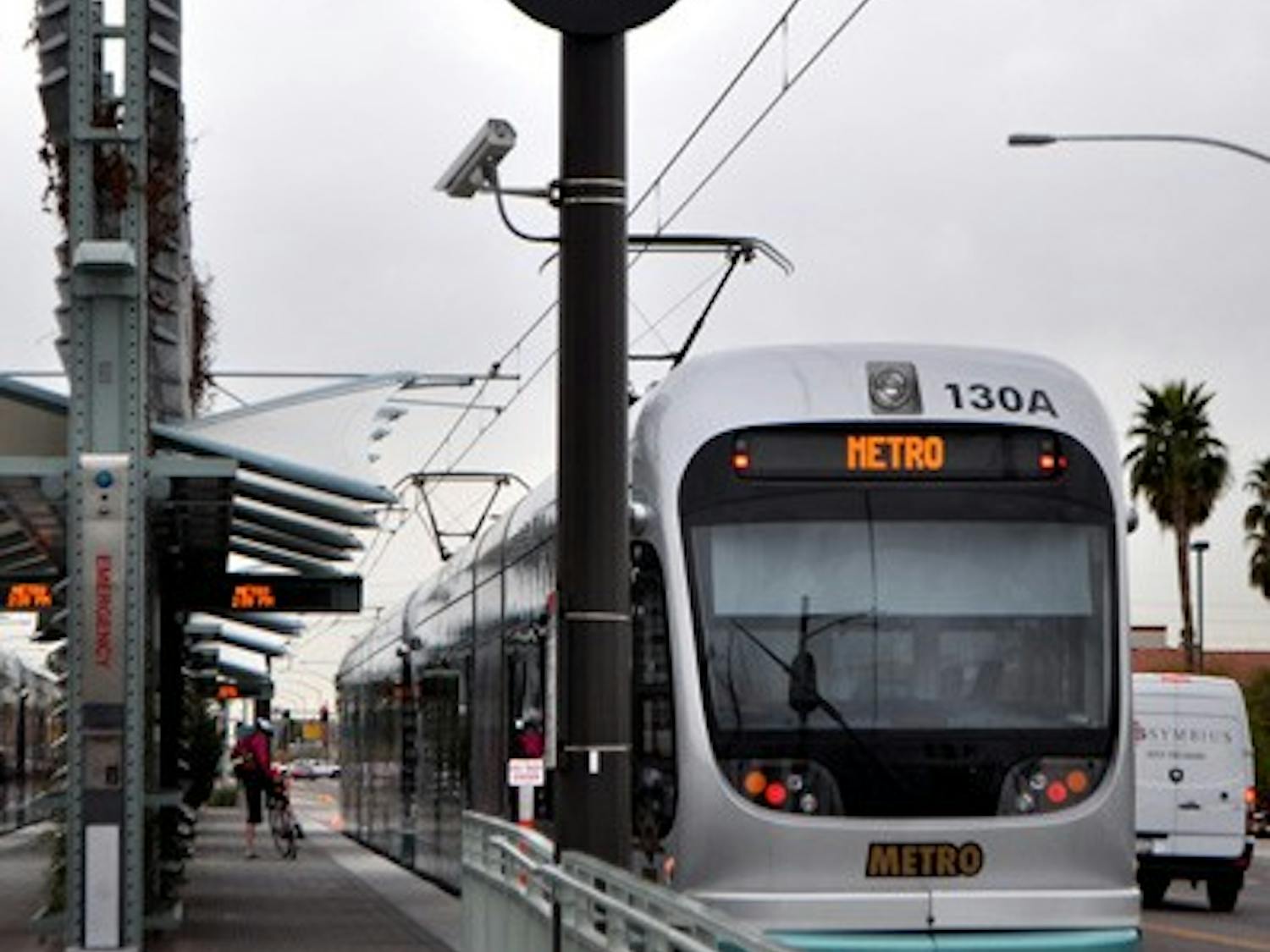 GOING EAST: The light rail's extension into downtown Mesa should receive funding in 2012. As of now, the light rail extends only one stop into the city. (Photo by Sierra Smith)