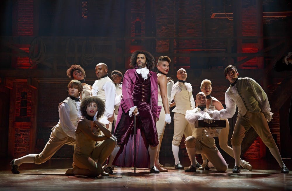 HamiltonRichard Rodgers TheatreCastLin-Manuel Miranda	Alexander HamiltonJavier Muñoz	Alexander HamiltonAlternateCarleigh Bettiol	Andrew Chappelle	Ariana DeBose	Alysha Deslorieux	Daveed Diggs	Marquis De LafayetteThomas JeffersonRenee Elise Goldsberry	Angelica SchuylerJonathan Groff	King George IIISydney James Harcourt	Neil Haskell	Sasha Hutchings	Christopher Jackson	George WashingtonThayne Jasperson	Jasmine Cephas Jones	Peggy SchuylerMaria ReynoldsStephanie Klemons	Emmy Raver-Lampman	Morgan Marcell	Leslie Odom, Jr.	Aaron BurrOkieriete Onaodowan	Hercules MulliganJames MadisonAnthony Ramos	John LaurensPhillip HamiltonJon Rua	Austin Smith	Phillipa Soo	Eliza HamiltonSeth Stewart	Betsy Struxness	Ephraim Sykes	Voltaire Wade-Green	Standby: Javier Muñoz (Alexander Hamilton)Production Credits:Thomas Kail (Director)Andy Blankenbuehler (Choreographer)David Korins (Scenic Design)Paul Tazewell (Costume Design)Howell Binkley (Lighting Design)Other Credits:Lyrics by: Lin-Manuel MirandaMusic by: Lin-Manuel MirandaBook by Lin-Manuel Miranda