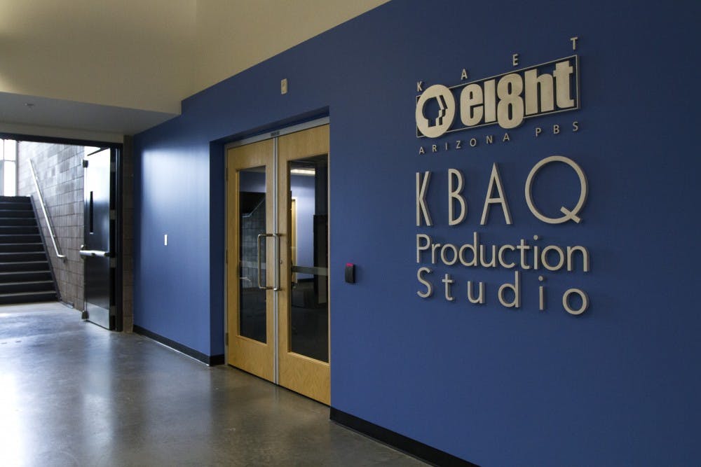 Eight, Arizona PBS, which has a station broadcast from the Cronkite building, will fully merge with the Walter Cronkite School of Journalism and Mass Communication. (Photo by Sean Logan)
