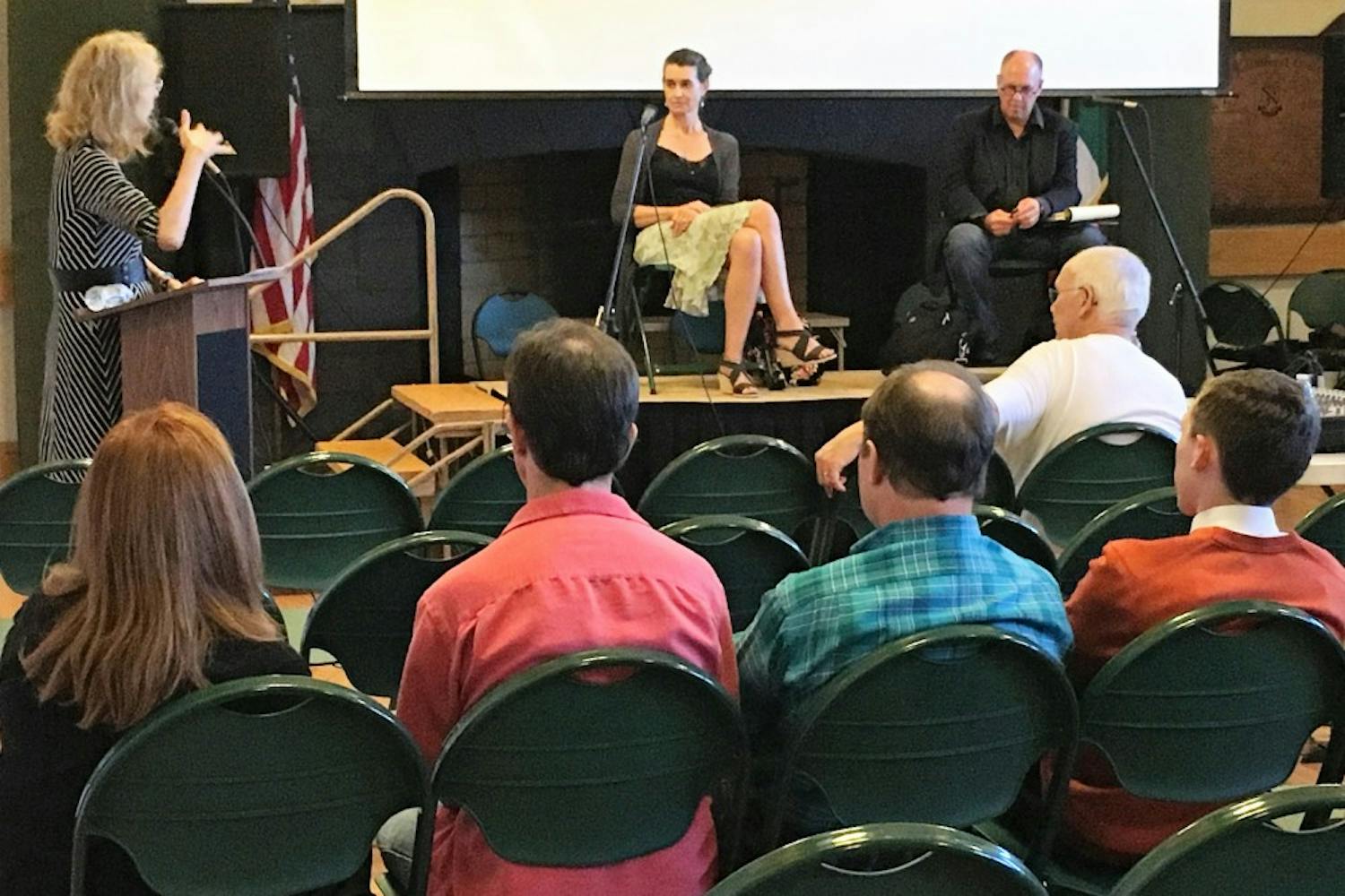 Authors Sarah Berkeley Tolchin, David Baker and ASU English professor Cynthia Hogue participate in a Q&A session at the 2015 Ennis Ireland Book Festival.