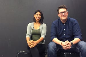 Anya Hernandez and Evan Carson, the new leadership team of Binary Theater, pose for a photo on Sept. 20, 2016.