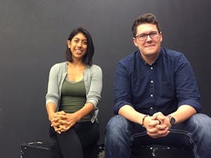 Anya Hernandez and Evan Carson, the new leadership team of Binary Theater, pose for a photo on Sept. 20, 2016.