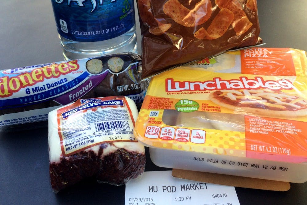 Columnist Allie Bice only ate food from the Provisions on Demand Markets&nbsp;on campus for a week. This meal was purchased for lunch&nbsp;on&nbsp;Monday, Feb. 29, 2016, from the Memorial Union POD Market on the Tempe campus.