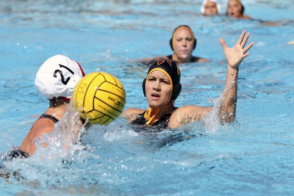 Anna Kertes defends a pass in a game against San Diego State on March 3. After winning their past two games at home, the Sun Devils travel to California to take on five teams in four days next week. (Photo by Sam Rosenbaum)