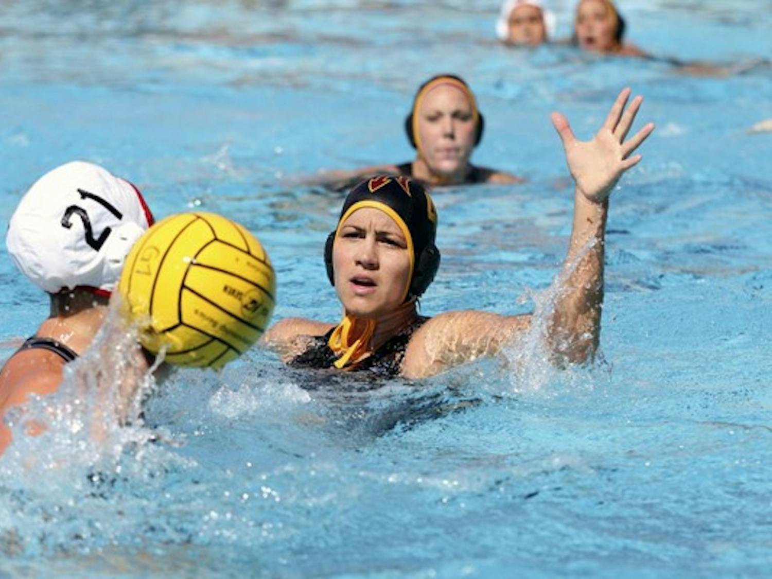 Anna Kertes defends a pass in a game against San Diego State on March 3. After winning their past two games at home, the Sun Devils travel to California to take on five teams in four days next week. (Photo by Sam Rosenbaum)