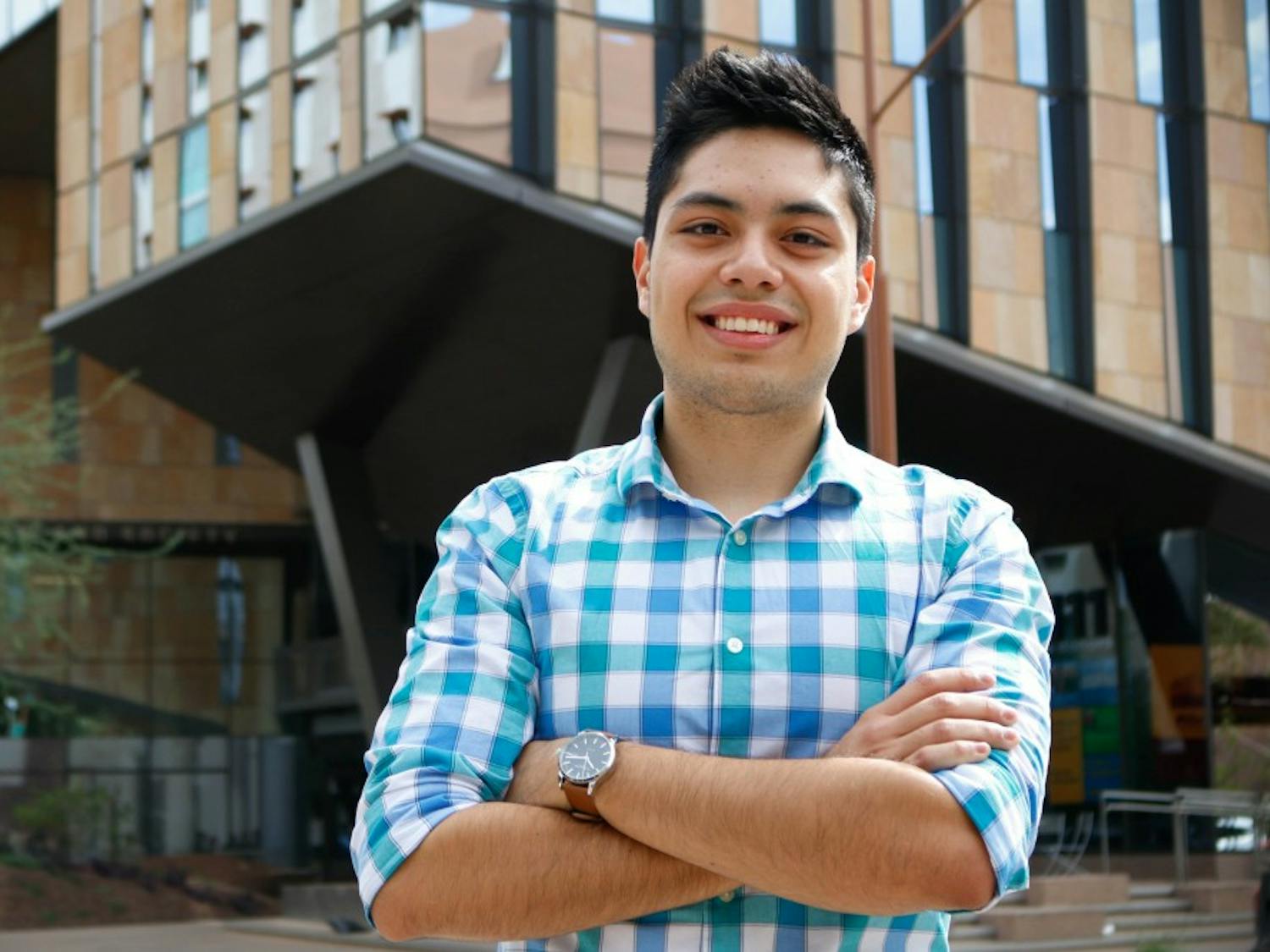 ASU junior public policy student and DACA recipient Oscar Hernandez poses for a portrait in downtown Phoenix on Friday, Feb. 17, 2017