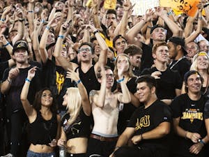 ASU football&nbsp;fans sing a long to Journey’s “Don’t Stop Believing" ASU lost to UCLA 62 - 27 on Sept. 24, 2014.